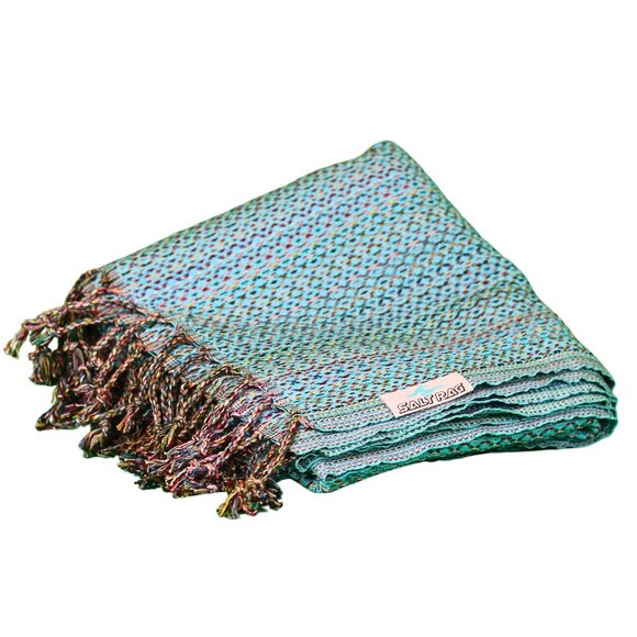 Salt Rag Beach Towel - "Turquoise Hippie Rag" [Sand Free Turkish Beach Towel] - Picture 2 of 4